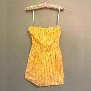 Lilly Pulitzer Yellow and Pink Strapeless Dress Size 12